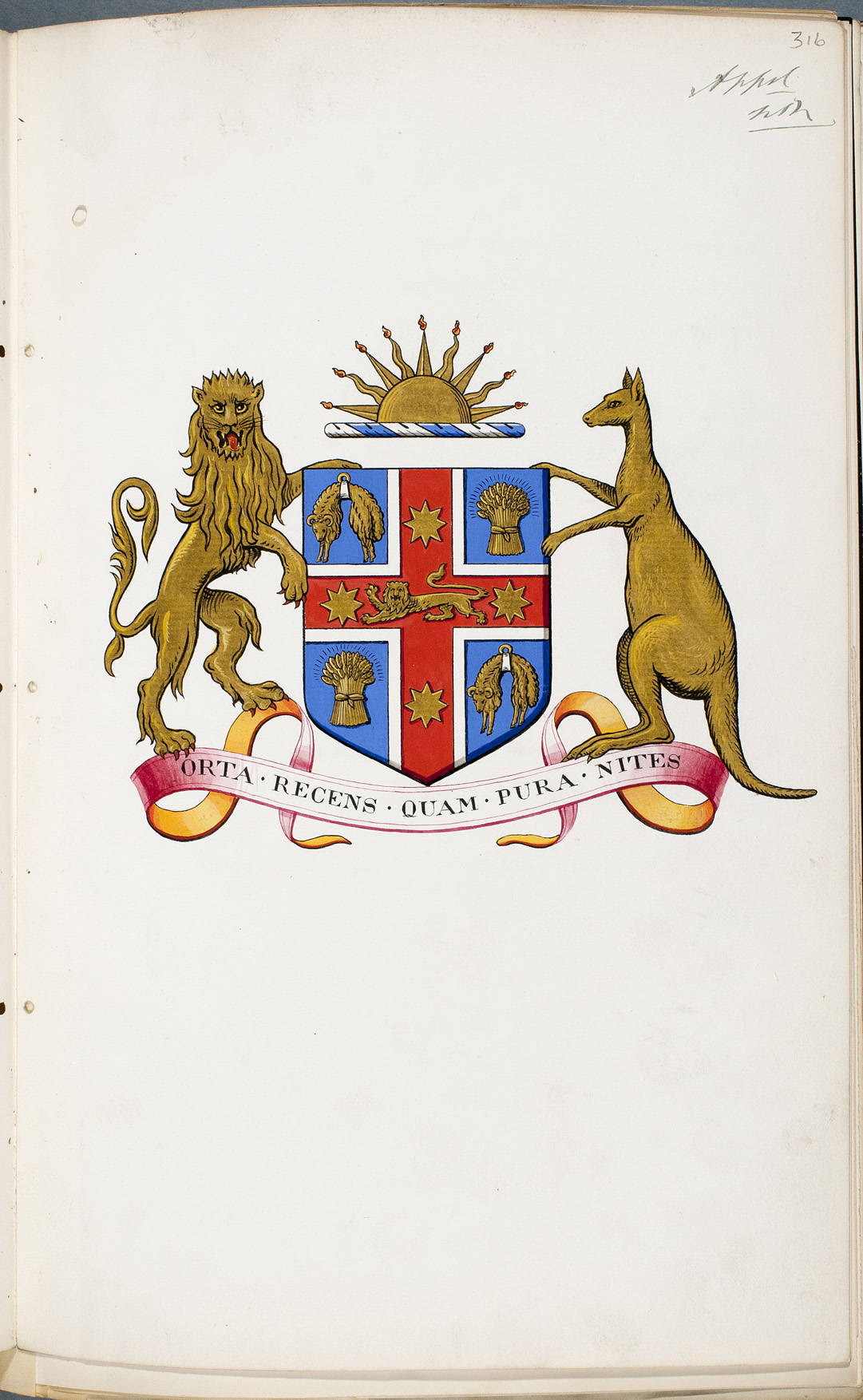 NSW Coat of Arms - Warrant granting Armorial Ensigns from College of Arms London, William G Hunt 3 of 4