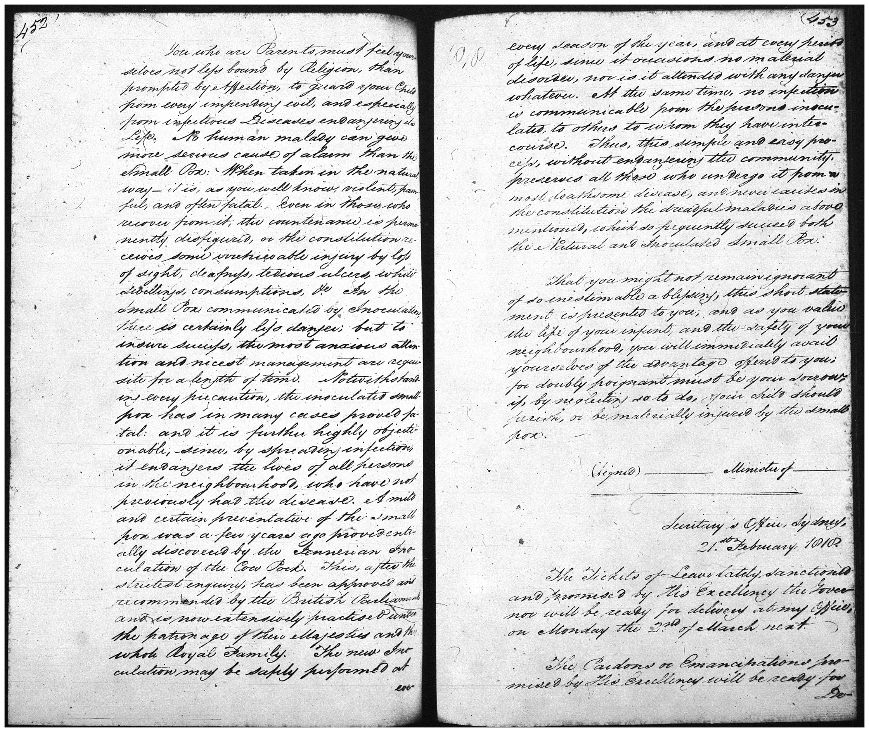 General Order re vaccination and urging vaccination of children against small pox. NRS 798 SZ759 p452-453 Reel 6038