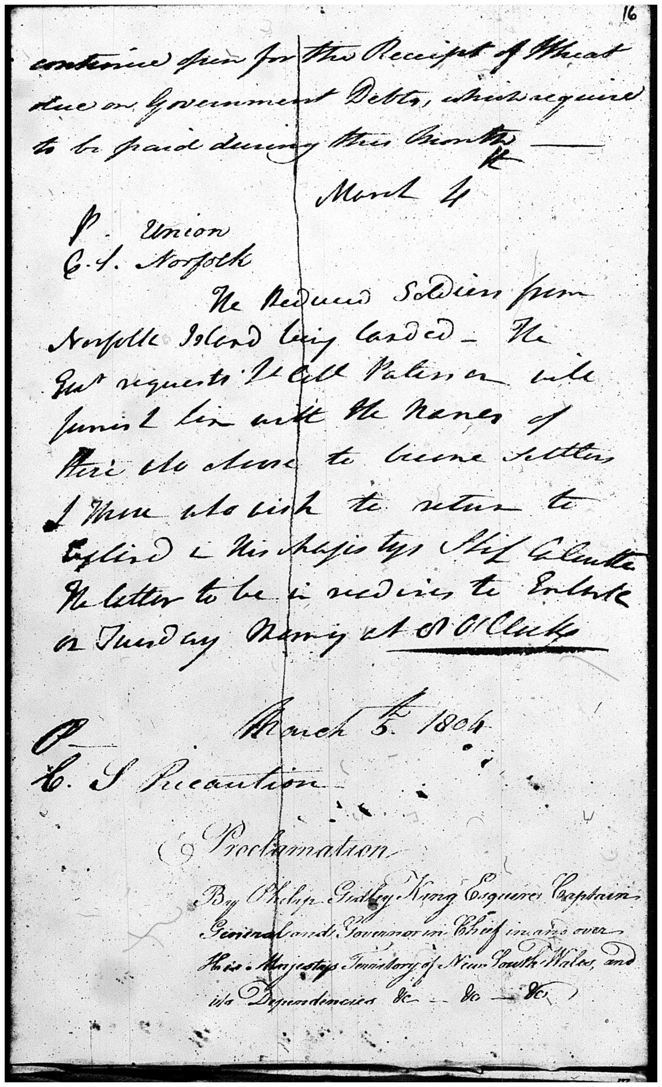 Castle Hill Rebellion - Martial Law imposed 5 March 1804. NRS 898 SZ992 Reel 6037 p16