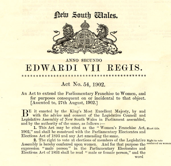 1 of 2 Copy of the Women&#039;s Franchise Act (Act No. 54, 1902). NRS 922 5-6769 M6785-B