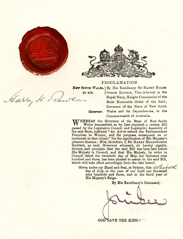 Proclamation of the Women's Franchise Act of 1902. NRS 922, M6785-B in 5-6769 Proclamation of the Women's Franchise Act of 1902. NRS 922, M6785-B in 5-6769