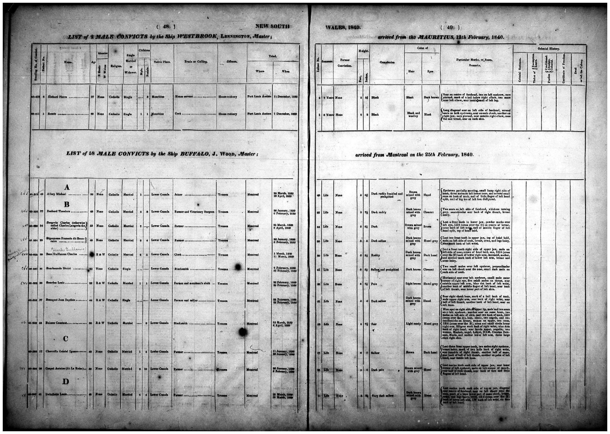 Convict Indent for the Buffalo, 25 February 1840. 4-7058 Reel 906 p48