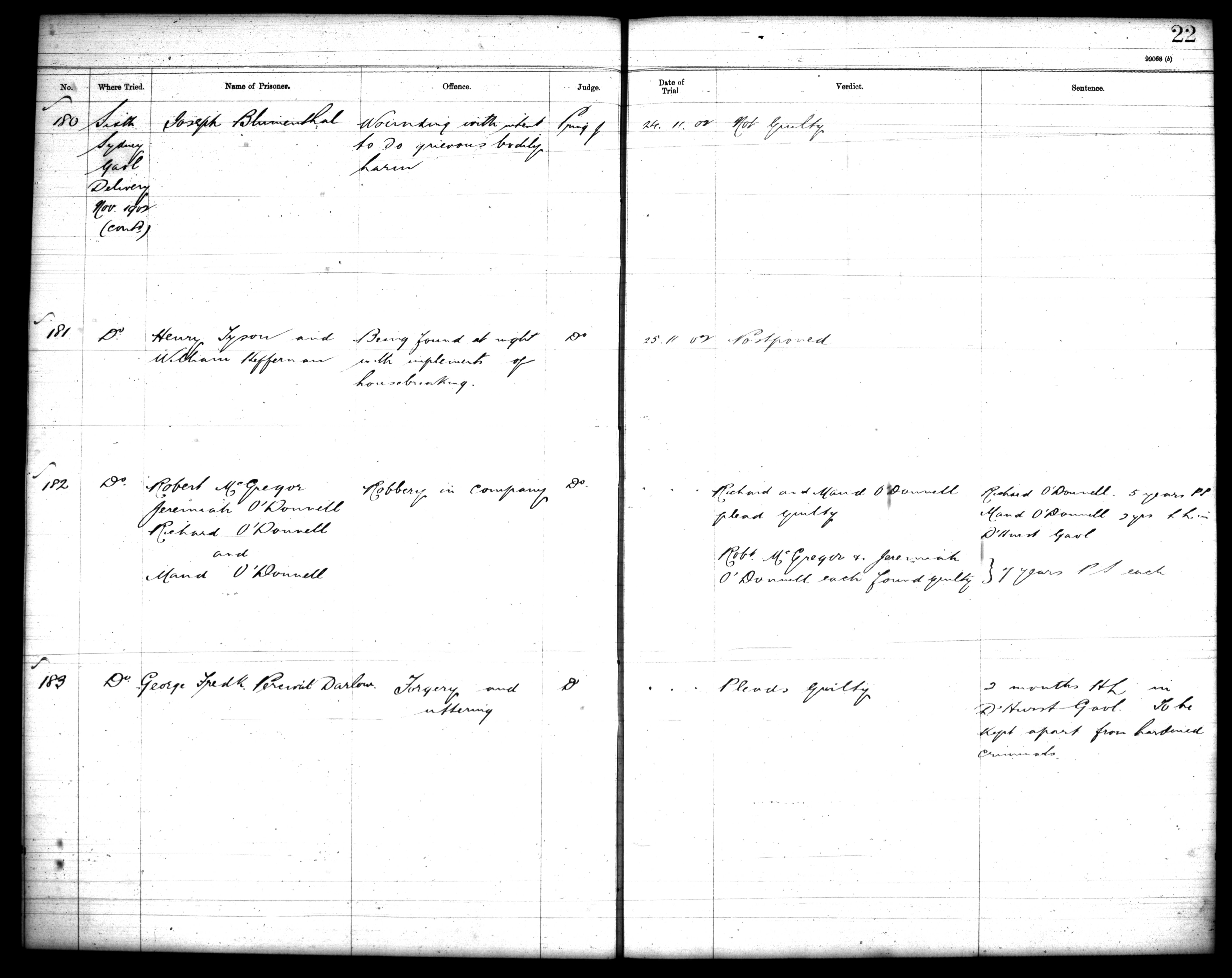 Example from the Criminal indictments records. Reel 1861 9-2634 p22