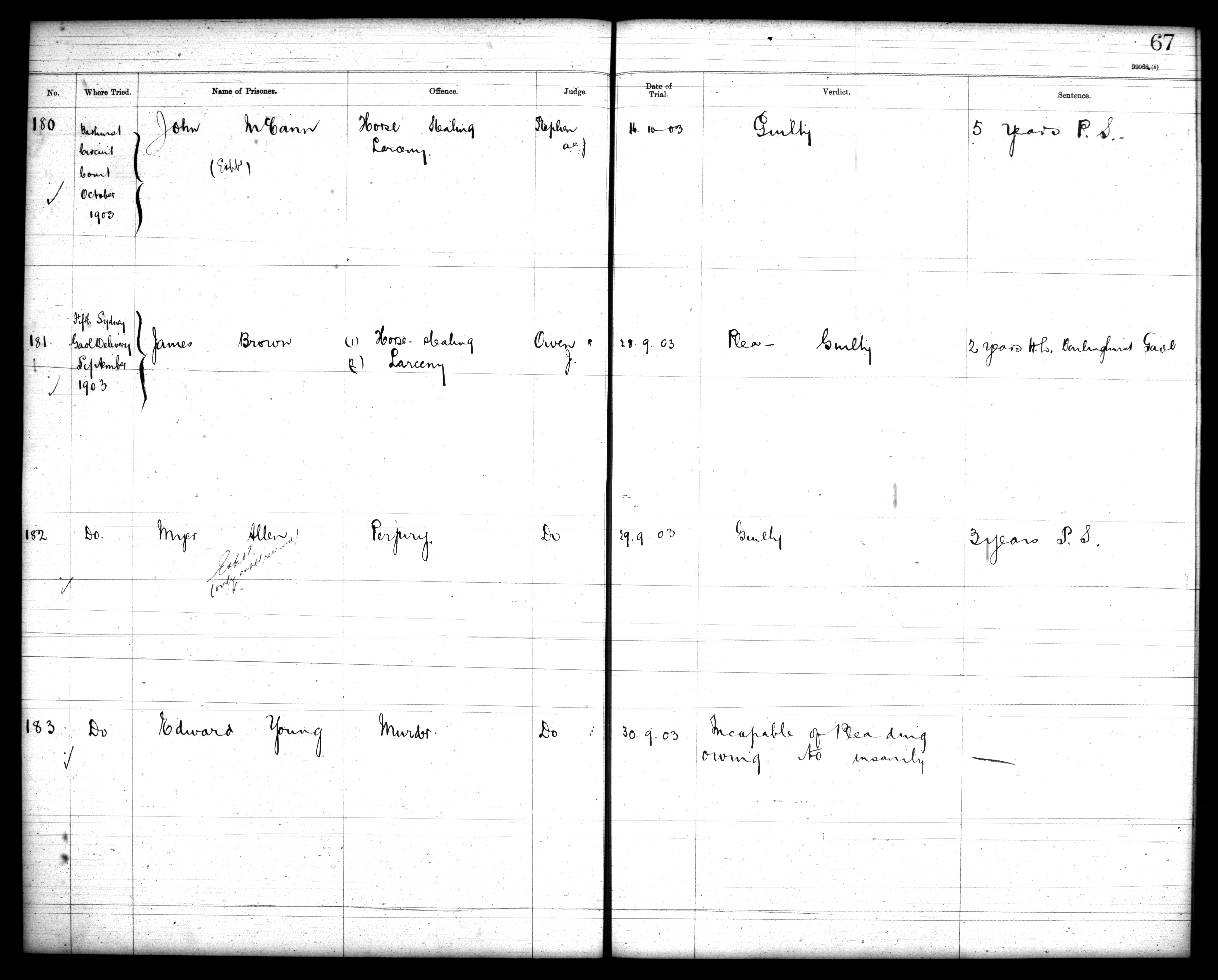 Example from the Criminal indictments records. Reel 1861 9-2634 p67