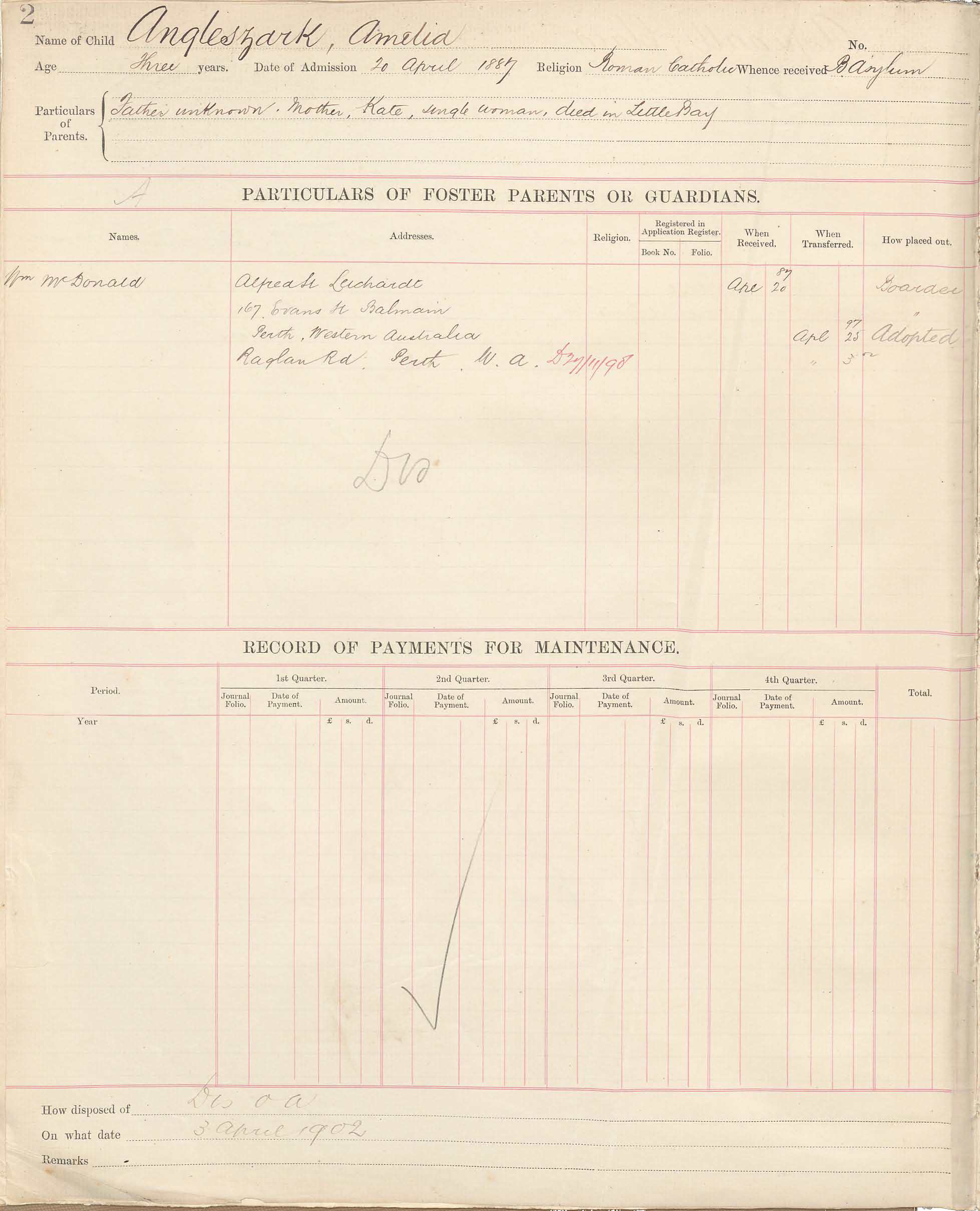 NRS-13358 Dependent Children's Register - Amelia Angleszark