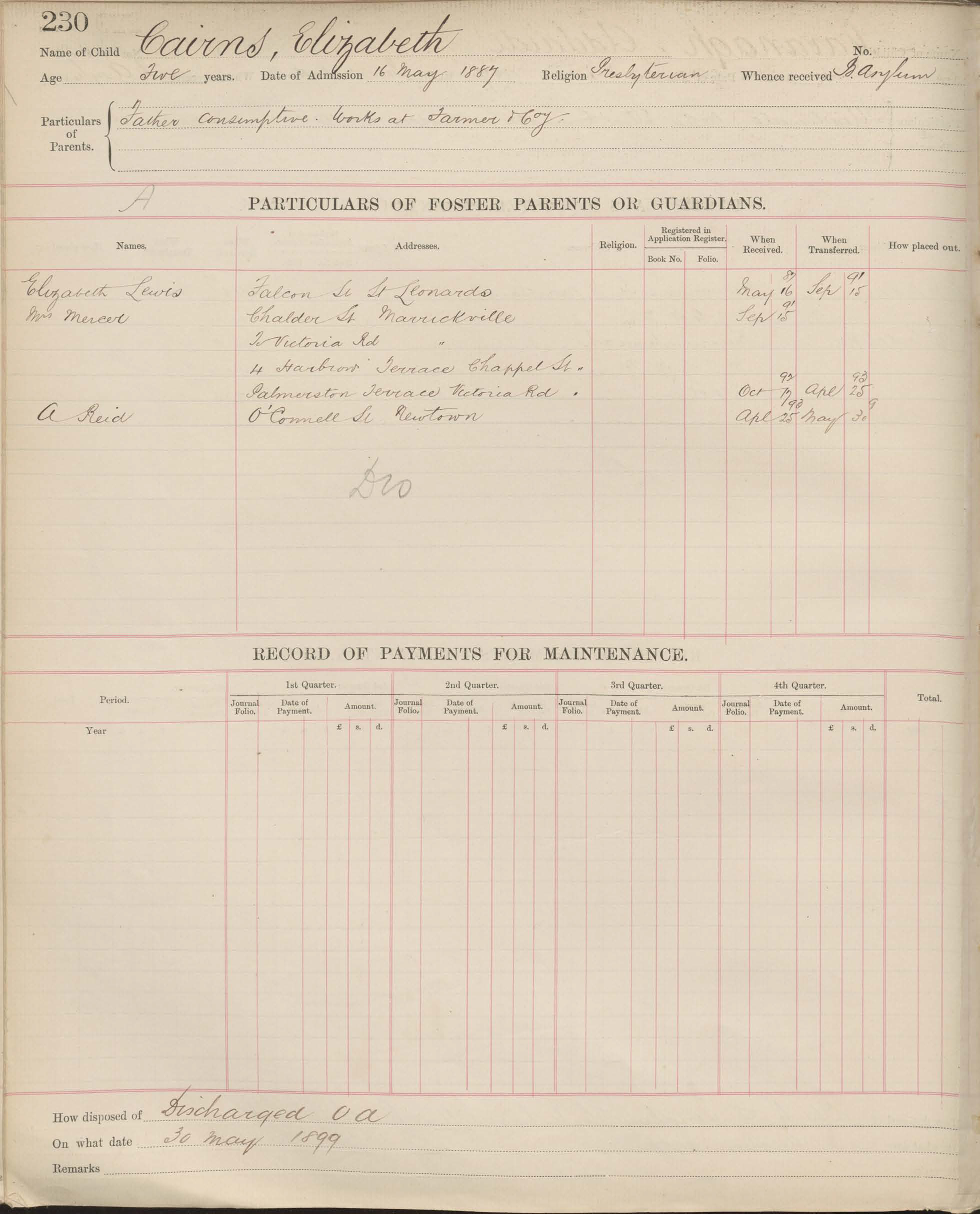 NRS-13358 Dependent Children's Register - Elizabeth Cairns