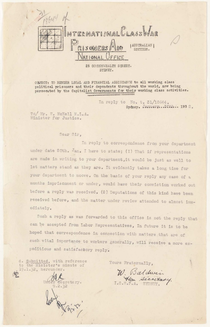 The Great Depression and Class Wars of the 1930s. NRS 333 Attorney General and Justice: Special bundles, 1874-1984. Demands by various organisations for the release of Tighes Hill and Bankstown eviction and class war prisoners, 1930-32 The Great Depression and Class Wars of the 1930s. NRS 333 Attorney General and Justice: Special bundles, 1874-1984 5-7784.1. Demands by various organisations for the release of Tighes Hill and Bankstown eviction and class war prisoners, 1930-32