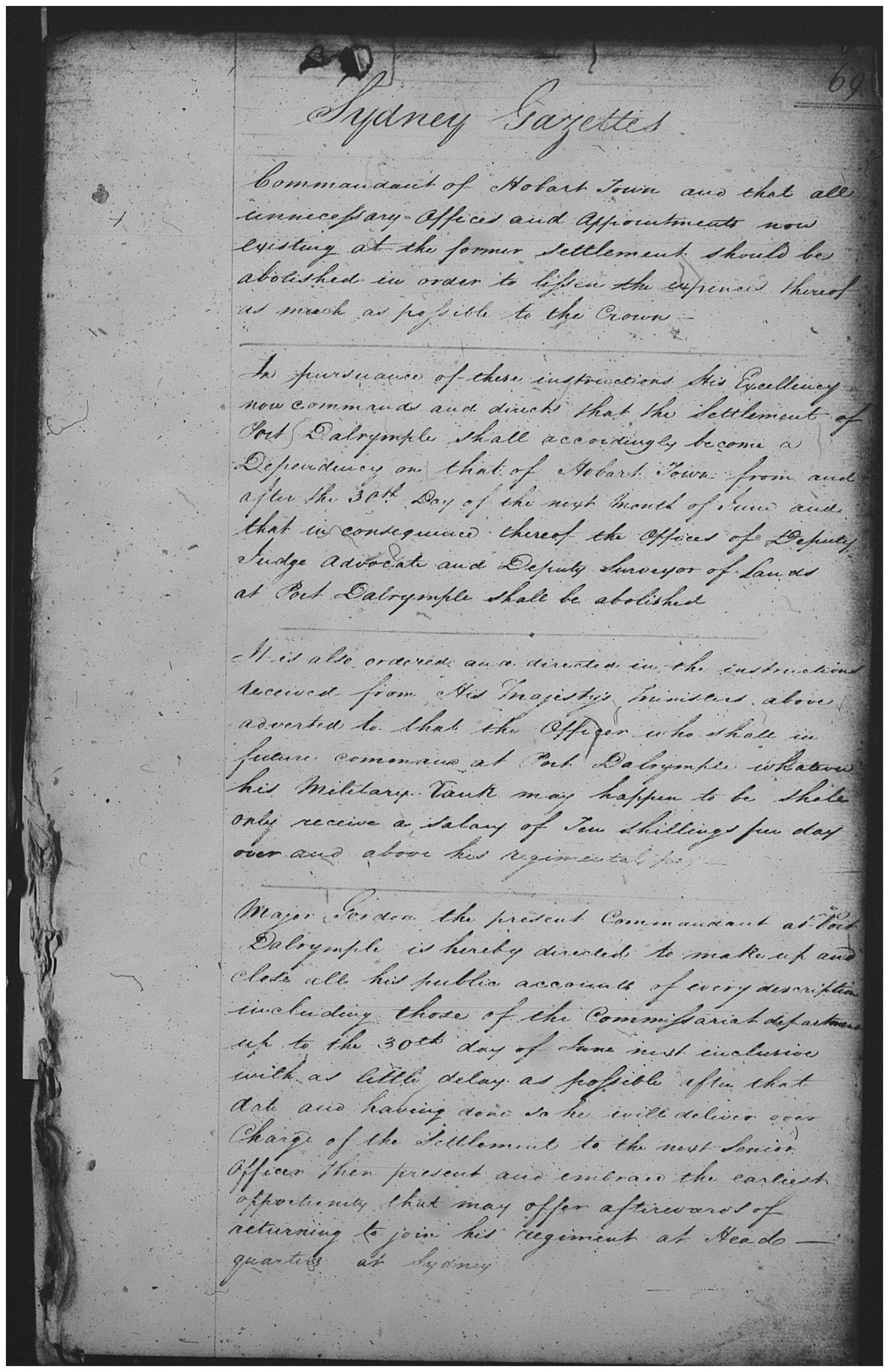 Source: NRS 1052 - Colonial Secretary papers [4-426], p.69 Reel 6039