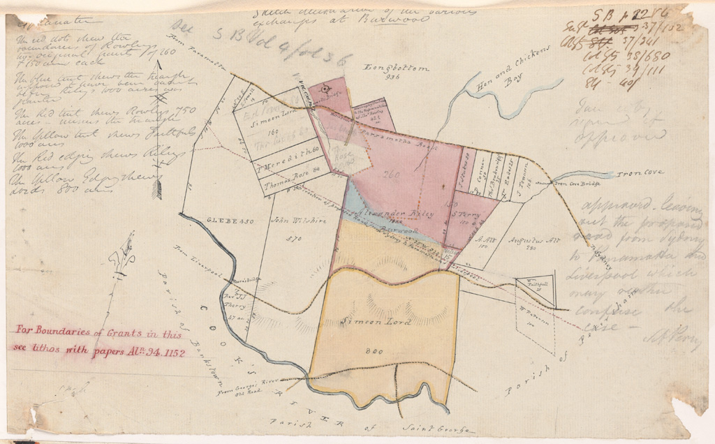 Cumberland County Concord - 1838 Sketch illustrative of the various exchanges at Burwood [Sketch book 4 folio 22]. NRS13886_X755_a110_000037