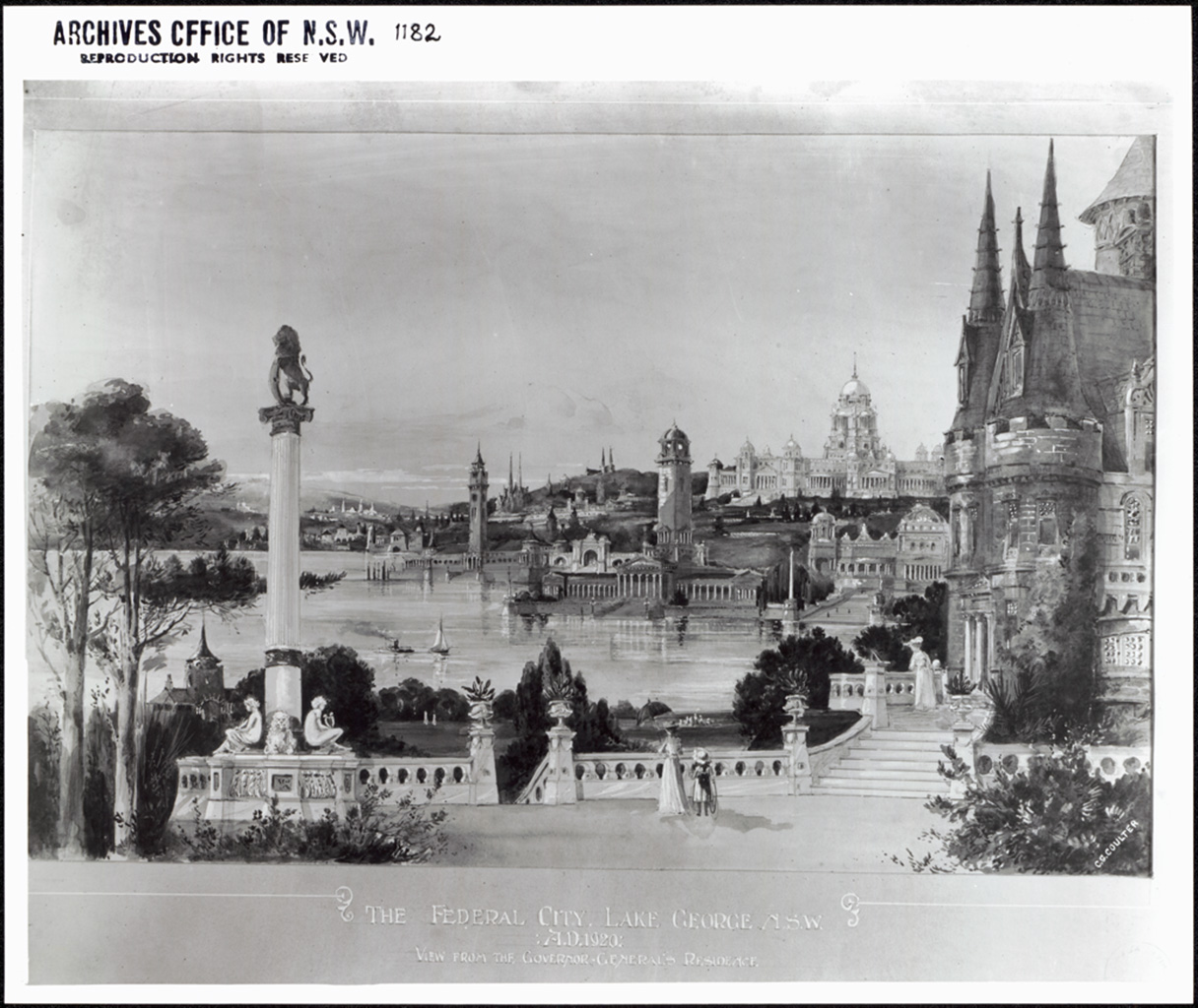 Artist&#039;s impression of Canberra, 1920. 4-8643 No 11821