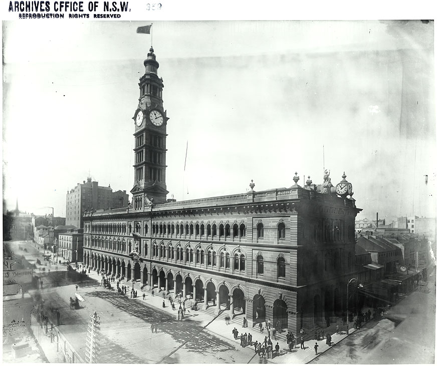 General Post Office - before extensions, view from George St, Sydney. Digital ID 4481_a026_000323  General Post Office - before extensions, view from George St, Sydney. Digital ID 4481_a026_000323