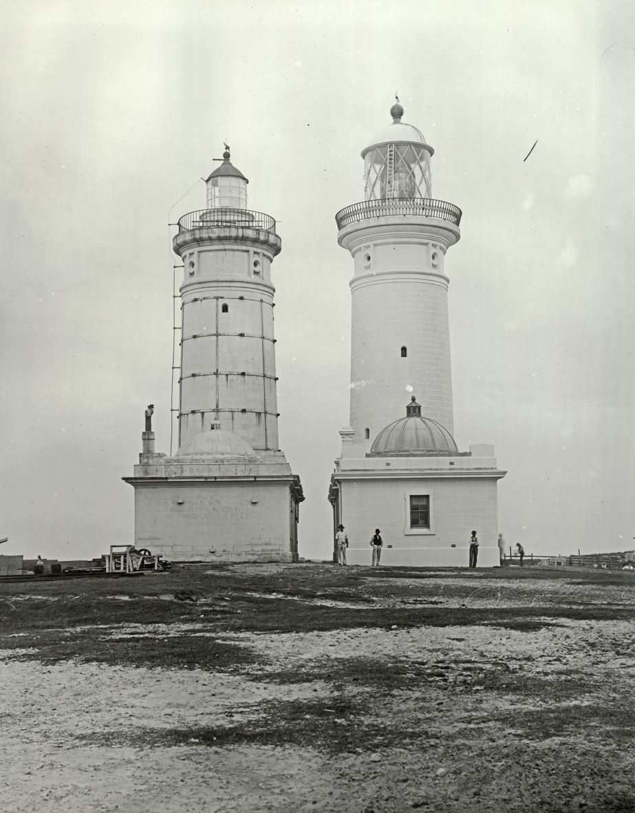 Macquarie Lighthouses by 1887 - Greenway original at left. Digital ID 4481_a026_000248