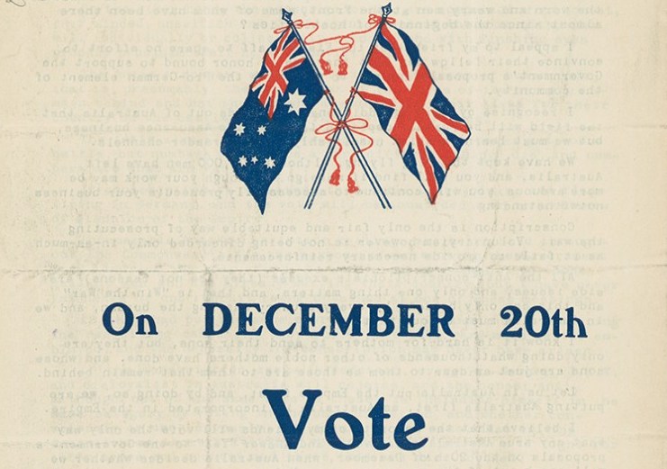 Conscription vote poster WW1 20 Dec 1917. Vote Yes leaflet. From NRS 12060 9-4762 letter 15-7546 p4 Conscription vote poster WW1 20 Dec 1917. Vote Yes leaflet. From NRS 12060 9-4762 letter 15-7546 p4