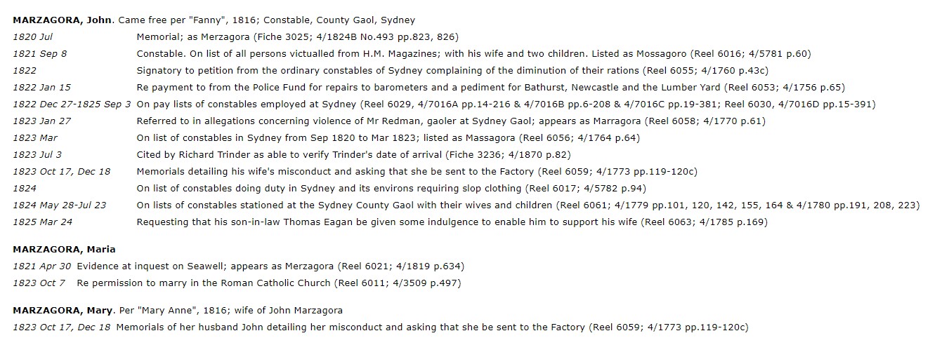 See the entries in the Colonial Secretary's Index, 1788-1825 See the entries in the Colonial Secretary's Index, 1788-1825