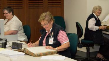Some of our volunteers in the reading room