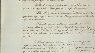 Dr Charles Lamonnerie Dictus Fattorini: Memorial. Naturalisation application 1 of 2