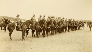 A troop of the Bushmen's contingent, Sydney, c.1900. Digital ID 1254_a011_a011000001r Digital ID 1254_a011_a011000001r