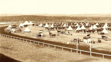 Camp of Bushmen's contingent, Kensington Racecourse, Sydney, c.1900. Digital ID 1254_a011_a011000018r Digital ID 1254_a011_a011000018r