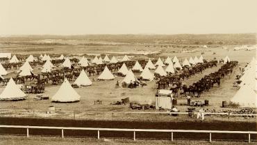 Camp of Bushmen's contingent, Kensington Racecourse. Digital ID 1254_a011_a011000019r Digital ID 1254_a011_a011000019r