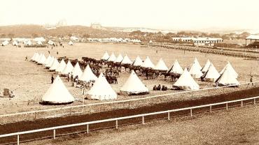 Camp of Bushmen's contingent, Kensington Racecourse. Digital ID 1254_a011_a011000020r Digital ID 1254_a011_a011000020r