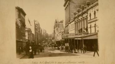 King Street King Street near corner of George Street - showing miscellaneous variety of unsightly and unsuitable verandahs, awnings, signboards. NRS-745-1-X742B-X742B-8