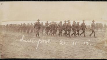 Soldiers drilling at Liverpool Camp, 21 November 1915. From NRS 4474 [1/194] D4480, image 11