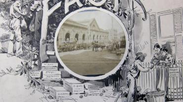 From a series of illustrations published in the NSW Agricultural Gazette. It depicts the flow of fruit from where it was grown on the farm, sold at market and then onsold to to the consumer, in this case a couple of women outside their home NRS 211 X873