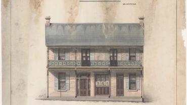 Oriental Hotel, Burwood. Additions to hotel, front elevation. Architect A Thornley, 143 York Street, Sydney. 19 June 1890. ID 9590_62666 Oriental Hotel, Burwood. Additions to hotel, front elevation. Architect A Thornley, 143 York Street, Sydney. 19 June 1890. ID 9590_62666