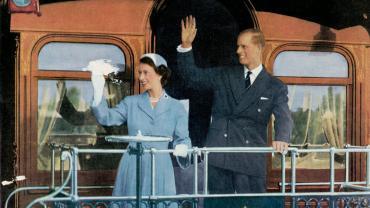 Her Majesty and the Duke of Edinburgh on the Royal Train at Bathurst Her Majesty and the Duke of Edinburgh on the Royal Train at Bathurst