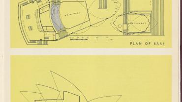 Plan of bars and section through main hall. NRS12706, 2-8645A