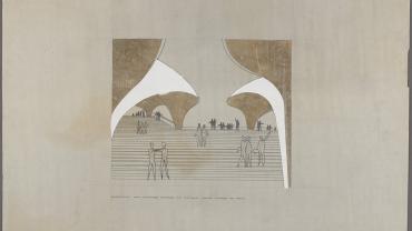 Perspective from staircase between the two halls looking towards the north. NRS 12825 Item SZ112_01