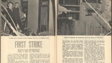 Action - Official Journal of the National Emergency Services. Shelling of Sydney, 8 June 1942. NRS 19987 6-16010-4 Vol 4 No 4 pp10-11