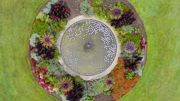 Aerial view of Narcissus Garden and Vaucluse House
