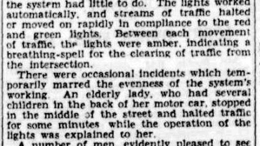 Trove - SMH (part) article re first traffic lights 14 Oct 1933