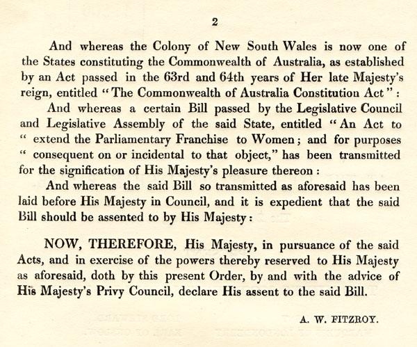 2 of 2 Royal assent to the Women&#039;s Franchise Act. NRS 922 M6785-B in 5-6769 