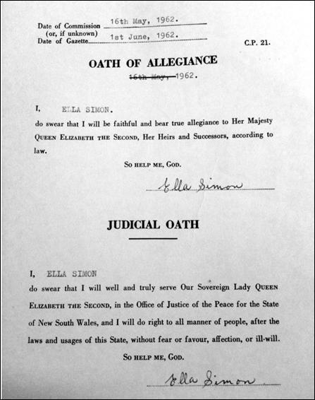Appointment of Ella Simon as JP. NRS 13629 Commissions of the Peace, 1865-1958