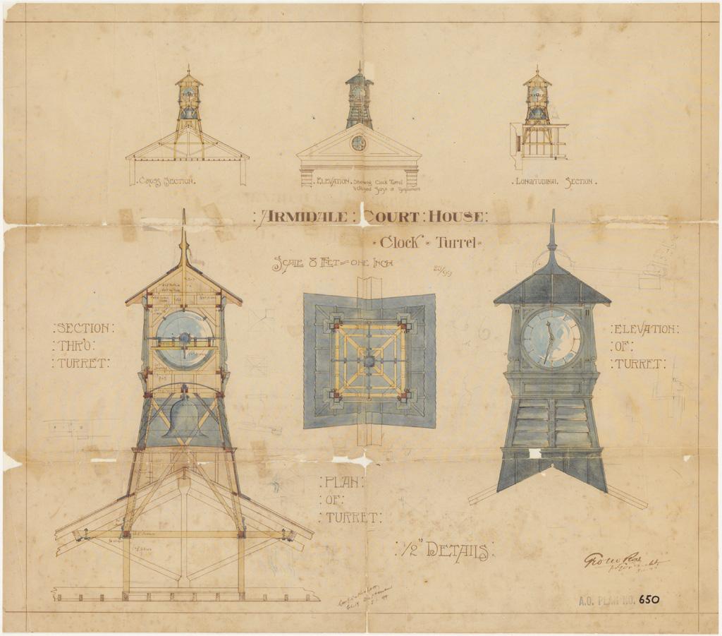Armidale Court House. Clock and Bell Turret, 1878.Digital ID 4335_a120_000650