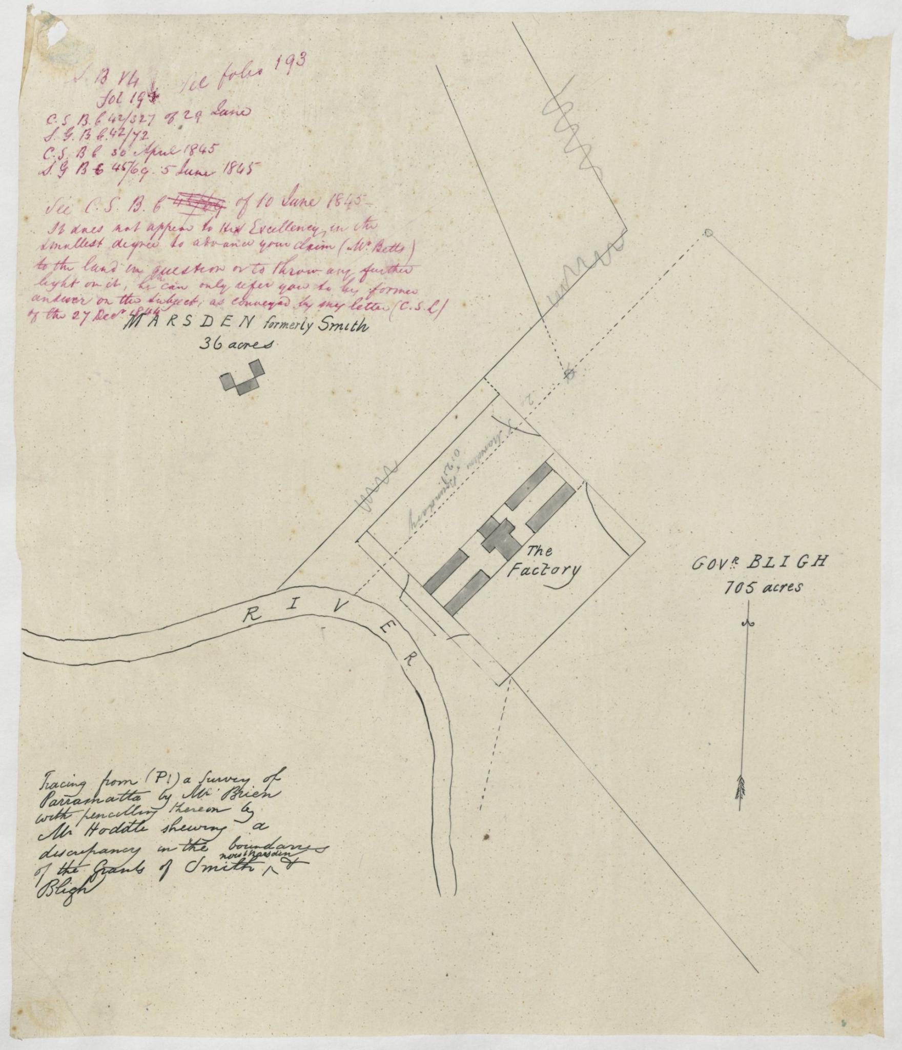 Parramatta North - Reverend S. Marsden dividing line from Factory.  NRS-13886-1-[X758]-Volume 4 Part 4-50