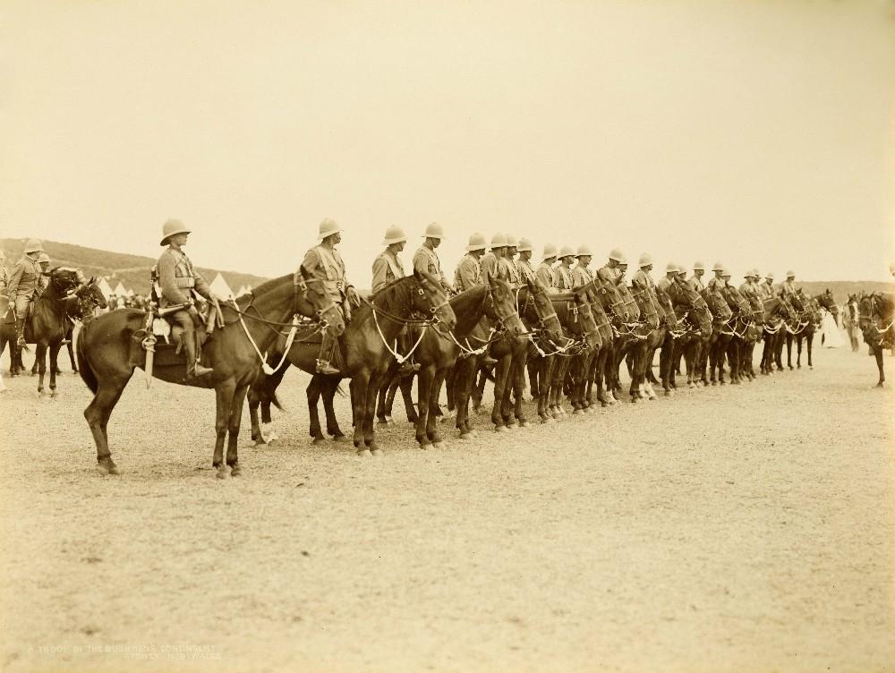 A troop of the Bushmen&#039;s contingent, Sydney, c.1900. Digital ID 1254_a011_a011000001r