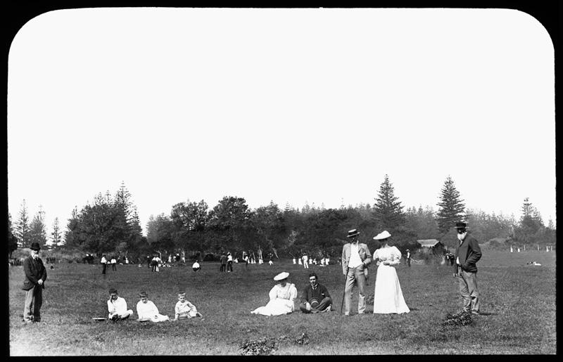 People congregating at a cricket match on Norfolk Island, c.1908. Digital ID 14086_a005_a005SZ847000025r