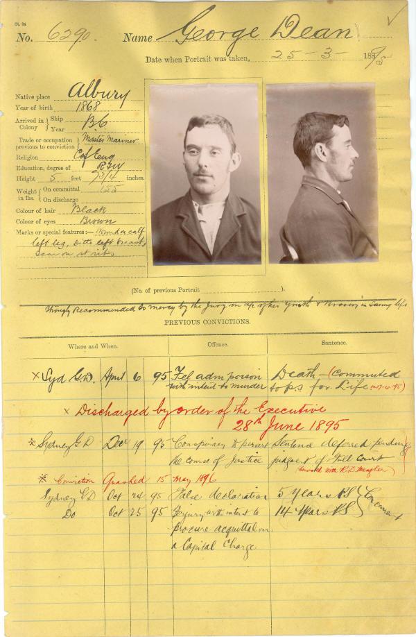 George Dean, 1895, Darlinghurst Gaol. Digital ID 2138_a006_a00603_6058000072r