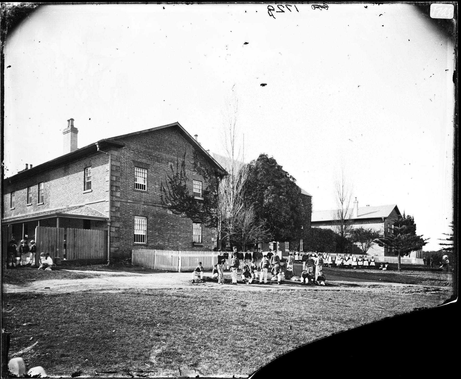 Protestant Orphan School, Parramatta: children in playground, no date. GPO 1 – 06132. NRS-4481-[7-16222] Sh1728