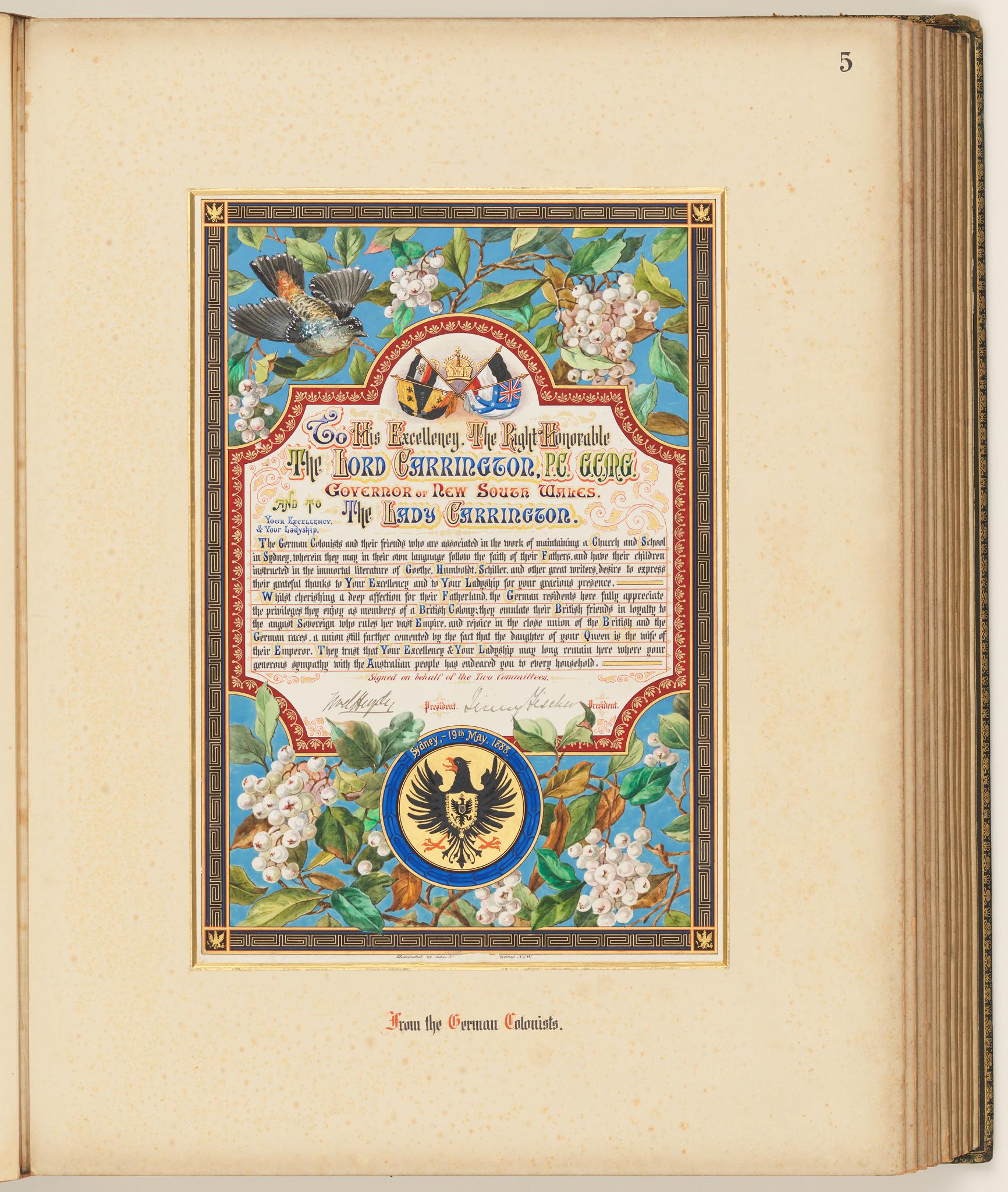 Carrington Volume 4 – Page 7 Address from the Members of Lodge Macquarie Dubbo, 30th August 1888. Addresses Presented to Lord Carrington Governor of New South Wales No. 4 NRS 20455 4