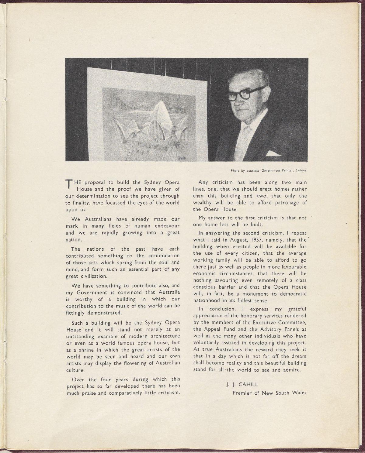 Message by JJ Cahill, Premier of New South Wales. NRS12706, 2-8645A