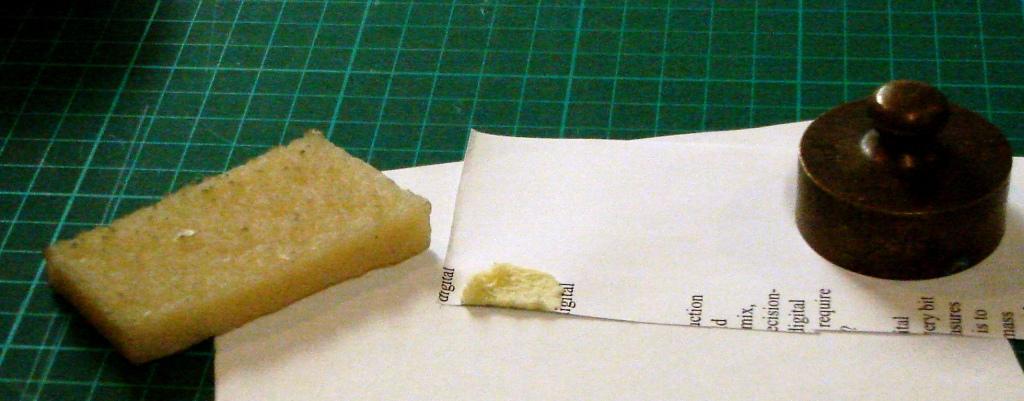 Chewing gum on paper - before treatment